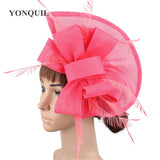 Vintage Big Derby Women Green Fascinators Hats Elegant Female Event Feather Headwear Race Hair Accessories Millinery Hats SYF66