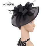 Vintage Big Derby Women Green Fascinators Hats Elegant Female Event Feather Headwear Race Hair Accessories Millinery Hats SYF66