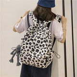 Back To School  Large Capacity Waterproof Fashion Nylon Women Backpack Female Leopard Print Travel Computer Bags College Girls School Bag