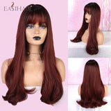 deanwangkt  Long Black Wigs Cosplay Body Wave Synthetic Wigs With Bangs For White/Black Women Brazilian American Natural Hair