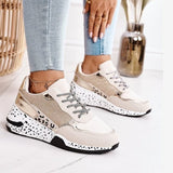 deanwangkt Women Sneakers  Leopard Print Lace-Up Women's Vulcanize Shoes Platform Sports Ladies Sneakers Breathable Plus Women Shoes