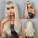 deanwangkt  Long Black Wigs Cosplay Body Wave Synthetic Wigs With Bangs For White/Black Women Brazilian American Natural Hair