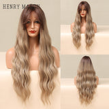 Pure Blonde Synthetic Hair Wigs Long Water Wave Wig for Women Colored Cosplay Lolita Wig with Bangs Heat Resistant