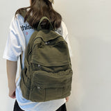 Back To School Student Shoulders Large Capacity Khaki Backpack Fashion Canvas Backpacks Female College Teen Computer Bag mochila