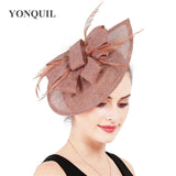 Vintage Big Derby Women Green Fascinators Hats Elegant Female Event Feather Headwear Race Hair Accessories Millinery Hats SYF66