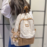 Girl Trendy Nylon Kawaii Flannel Floral Bag Ladies Cute College Backpack Women Travel Student Bag Female Laptop Backpack Fashion