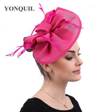 Vintage Big Derby Women Green Fascinators Hats Elegant Female Event Feather Headwear Race Hair Accessories Millinery Hats SYF66