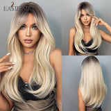 deanwangkt  Long Black Wigs Cosplay Body Wave Synthetic Wigs With Bangs For White/Black Women Brazilian American Natural Hair