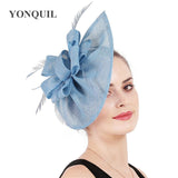 Vintage Big Derby Women Green Fascinators Hats Elegant Female Event Feather Headwear Race Hair Accessories Millinery Hats SYF66