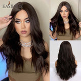 deanwangkt  Long Body Wave Wigs Ombre Black Brown Blonde Synthetic Wig Cosplay Middle Part Natural Heat Resistant Wig For Women