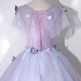 Solvbao Light Purple Tulle with Butterfly Ball Gown Sweet 16 Dresses, Cute Long Evening Dresses