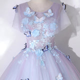 Solvbao Light Purple Tulle with Butterfly Ball Gown Sweet 16 Dresses, Cute Long Evening Dresses