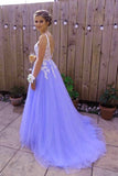 Solvbao Beautiful Light Purple Tulle Dress, White Lace and Lavender Prom Dress