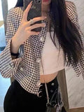 2025 Spot thousand bird grid sequined short top baby same jacket small fragrant wind diamond buckle embroidered small blazer