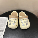 DEANWANGKT Children's Slippers Parent-Child Girls Summer New Home Soft Bottom Hole Shoes Girls Beach Slippers Boys Outdoor Wear