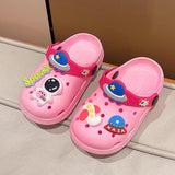 DEANWANGKT New Astronaut Children's Hole Shoes Summer Boys and Girls Baby Closed Toe Eva Sandals Two-Way Children's Sandals