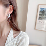2025 High-end fashion banquet dress with earrings, long copper inlaid zircon exaggerated atmosphere, heavy industry luxury earrings wholesale