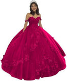 2025Popular, ,   new evening dress one-word shoulder bar mitzvah dress princess dress three-dimensional flower applique dress