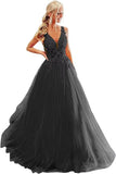 2025V-neck tulle ball dress lace applique long ball dress  new formal evening dress