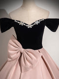 2025 Pink evening dress 2025 new one-word shoulder super fairy  satin princess dress birthday party art test dress dress dress