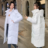 Russian cold-resistant cotton clothes women's 2023 winter new medium and long knee-length hooded cotton-padded clothes loose cotton-padded jackets trendy