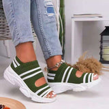 DEANWANGKT  Wish  Cross-Border plus Size Foreign Trade Women's Shoes Spring and Summer  New Knitted Platform Sports Sandals