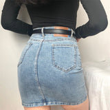 deanwangkt - Retro High-Waisted Denim Skirt