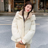 Russian down cotton jacket women's short winter 2025 new small hooded down cotton bread jacket