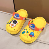 DEANWANGKT New Astronaut Children's Hole Shoes Summer Boys and Girls Baby Closed Toe Eva Sandals Two-Way Children's Sandals