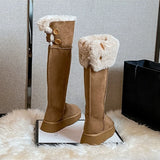 2025  Snow boots women's popular new winter high-end two-wear button boots to keep warm and increase the height of Northeast Mao Mao boots