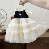 Girl's Dress 2024 Summer New Korean Style Baby Girl's Fashionable Children's Braces Skirt Princess Dress