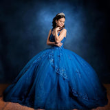 2025Popular, ,   new evening dress one-word shoulder bar mitzvah dress princess dress three-dimensional flower applique dress