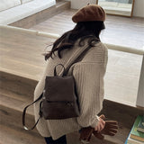 Xiaohongshu Same Style Small Retro Brown Backpack for Women  Spring and Summer New Ins Simple All-Match Shoulder Bag