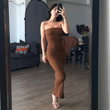 2025 Q23DS731  women's clothing winter new skims solid color casual sleeveless tube top basic long dress