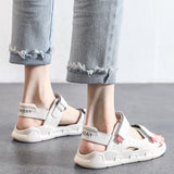 DEANWANGKT  Sandals Women's Flat Shoes  New Wanwan Lei Style Gentle Shoes Sports Style Roman Sandals Ins Fashion with Skirt