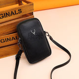 Km Genuine Leather Bag Women's New Mobile Phone Bag Messenger Bag Women's Large Pattern Leather Vertical Coin Pocket Mini Bag