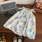 Girls' Braces Skirt Summer 2024 New Children's Beach Princess Dress 1-3-6 Years Old Baby Dress Summer