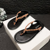 DEANWANGKT  Show Style Bends and Hitches Flip-Flops Casual Velcro Sandals Women's Shoes Outer Wear Flip-Flops Women's Sandals