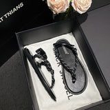 DEANWANGKT  Show Style Bends and Hitches Flip-Flops Casual Velcro Sandals Women's Shoes Outer Wear Flip-Flops Women's Sandals