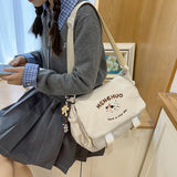 DEANWANGKT 2025 Cute college style girl messenger bag Japanese ins students class versatile mailman bag letter embroidery shoulder bag