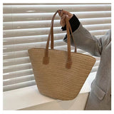 New Paper Braid Woven Bag Women's Bag Large Capacity Straw Bag Seaside Vacation Simple Beach Bag Shoulder Bag Tote Bag