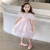 Girls Dress Summer New Western Style Baby Girls' Fashionable Birthday Dress Thin Children Puffy Princess Skirt