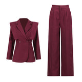 2025 Simple style suit women's  spring new temperament elegant fashion commuter waist suit + loose wide-leg pants