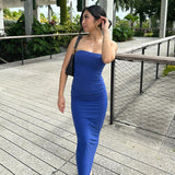 2025 Q23DS731  women's clothing winter new skims solid color casual sleeveless tube top basic long dress