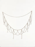 2025  MW3279  waist chain multi-strip cross wave fringed chain pearl grain pendant waist chain waist jewelry