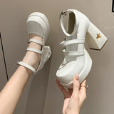 DEANWANGK  High Heels Pumps Women's Mary Jane Shoes Women's Chunky Heel Spring and Autumn Star Moon Niche Sweet Cool Hot Girl Punk Lolita Shoes