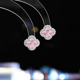 2025 Small fresh lucky grass stud earrings micro-inlaid zircon super fairy sweet earrings atmospheric simple commuting daily versatile earrings
