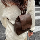 Xiaohongshu Same Style Small Retro Brown Backpack for Women  Spring and Summer New Ins Simple All-Match Shoulder Bag