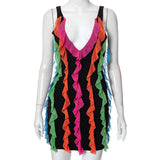 2025 R22DS137  women's clothing  autumn new V-neck sexy backless multi-color lace hip-wrapped dress women
