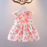 Competitive Factory Summer Dress New Children's Summer Baby Short Sleeve Princess Dress Korean Children's Floral Skirt